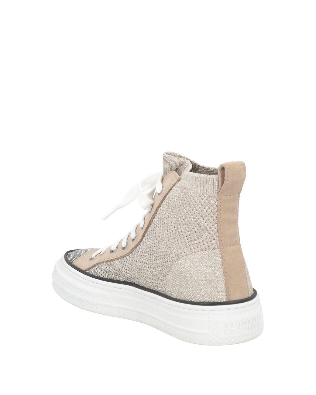Brunello Cucinelli White Sneakers Textile Fibers, Leather