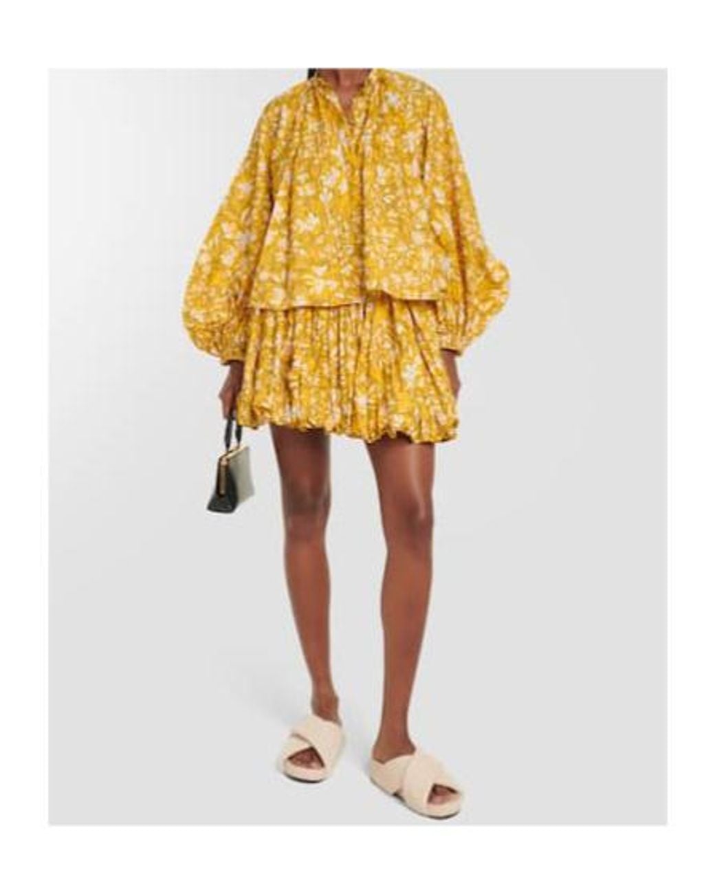 Jil Sander Yellow Floral Puff-Sleeve Blouse