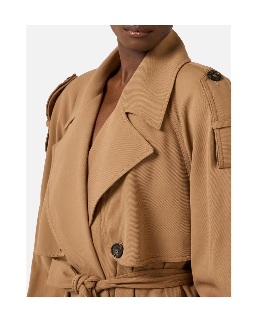 Elisabetta Franchi Natural Flowing Gabardine Trench Coat