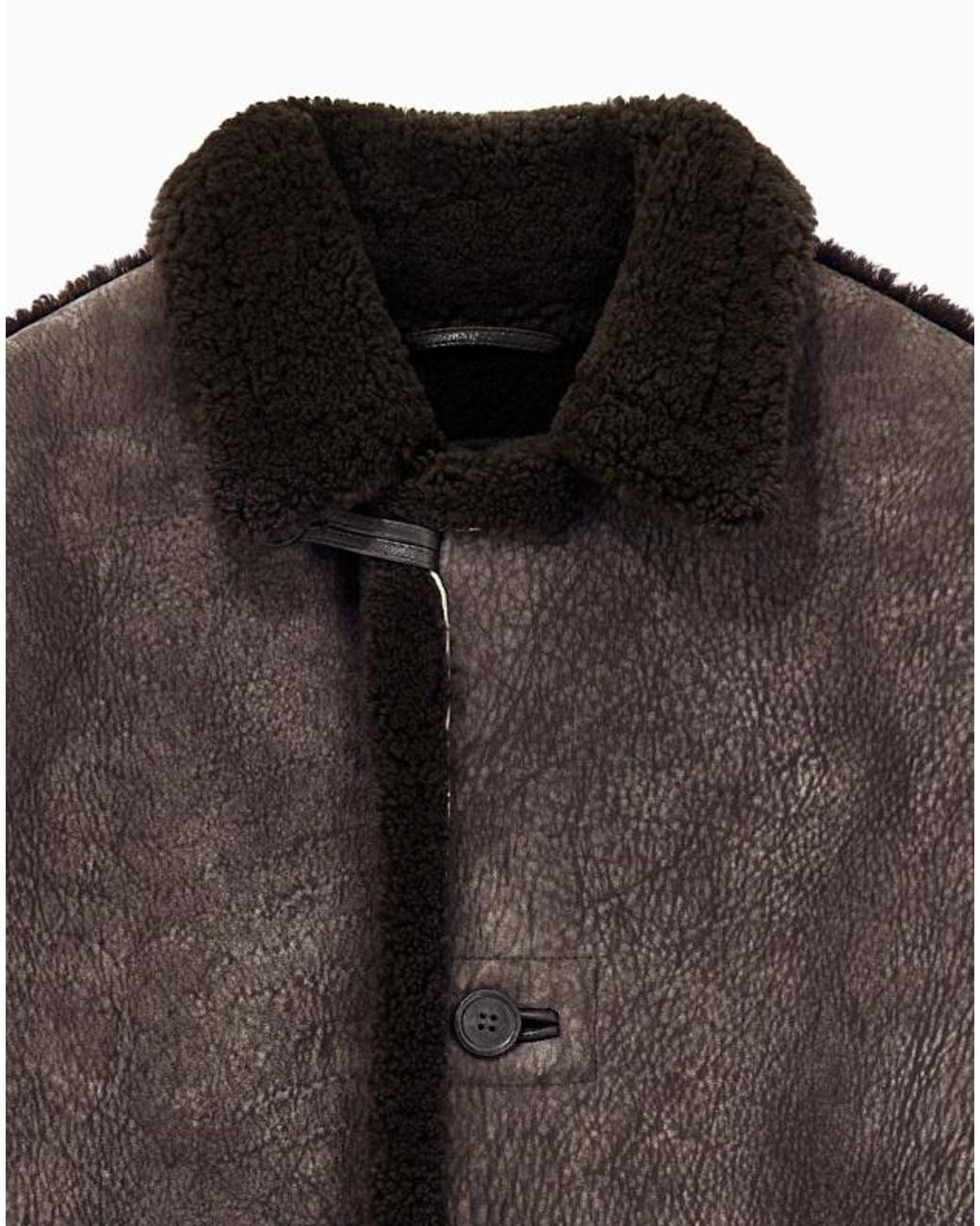 Giorgio Armani Brown Shearling Blouson Jacket for men