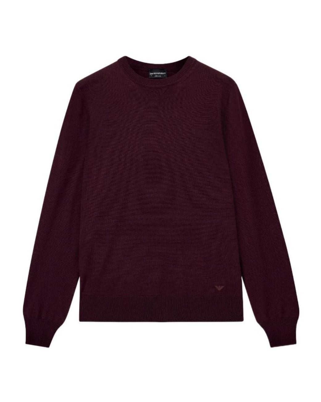 Emporio Armani Purple Crew-Neck Knitted Sweater for men