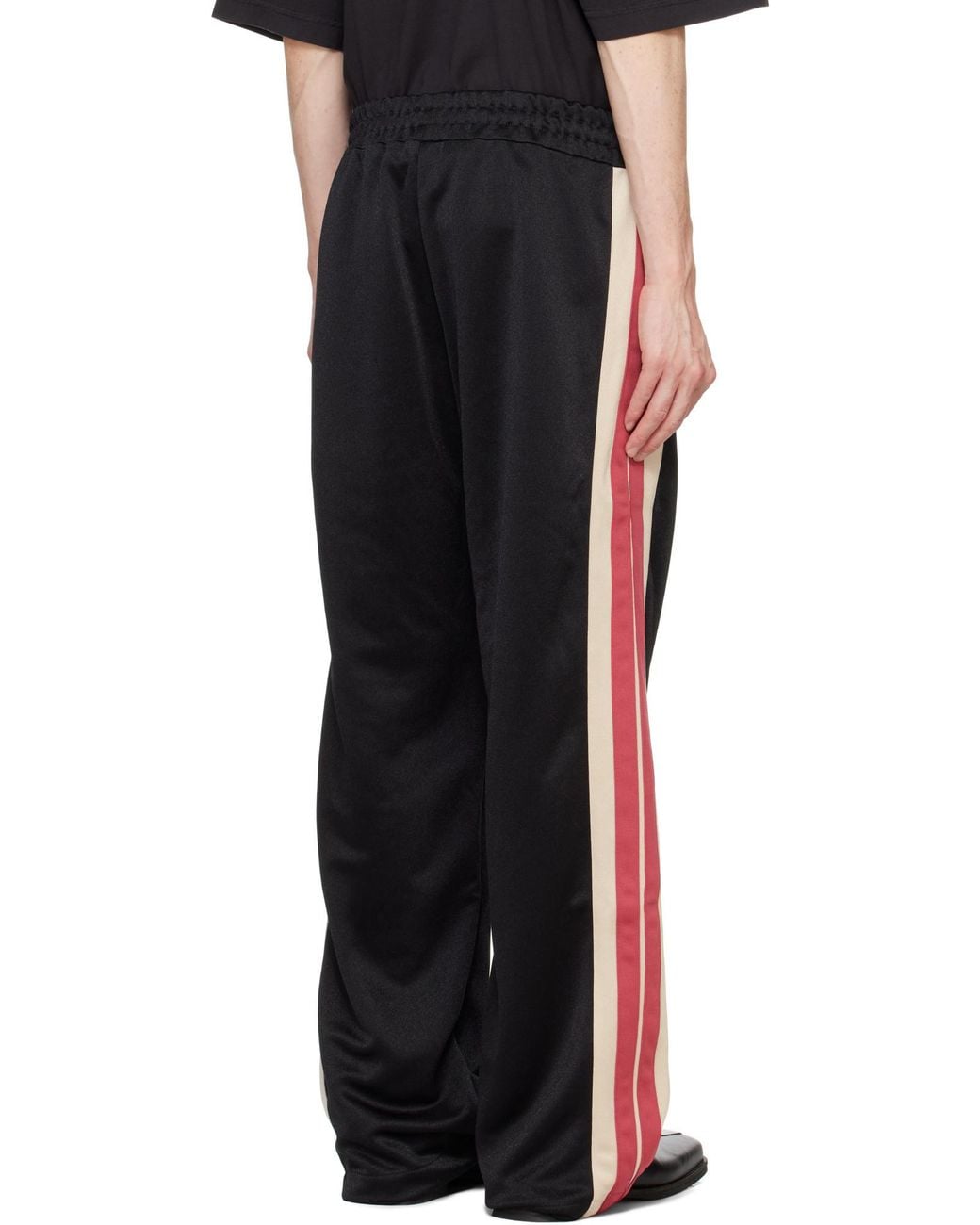 Palm Angels Black Monogram Embroidered Side Stripe Detailed Track Pants for men