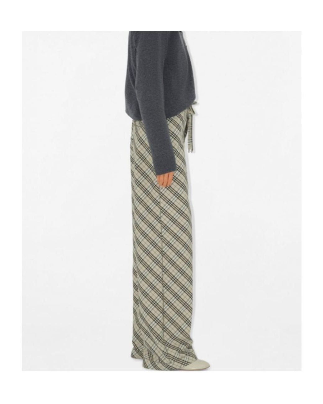 Burberry Gray Cotton Check Pyjama Trousers