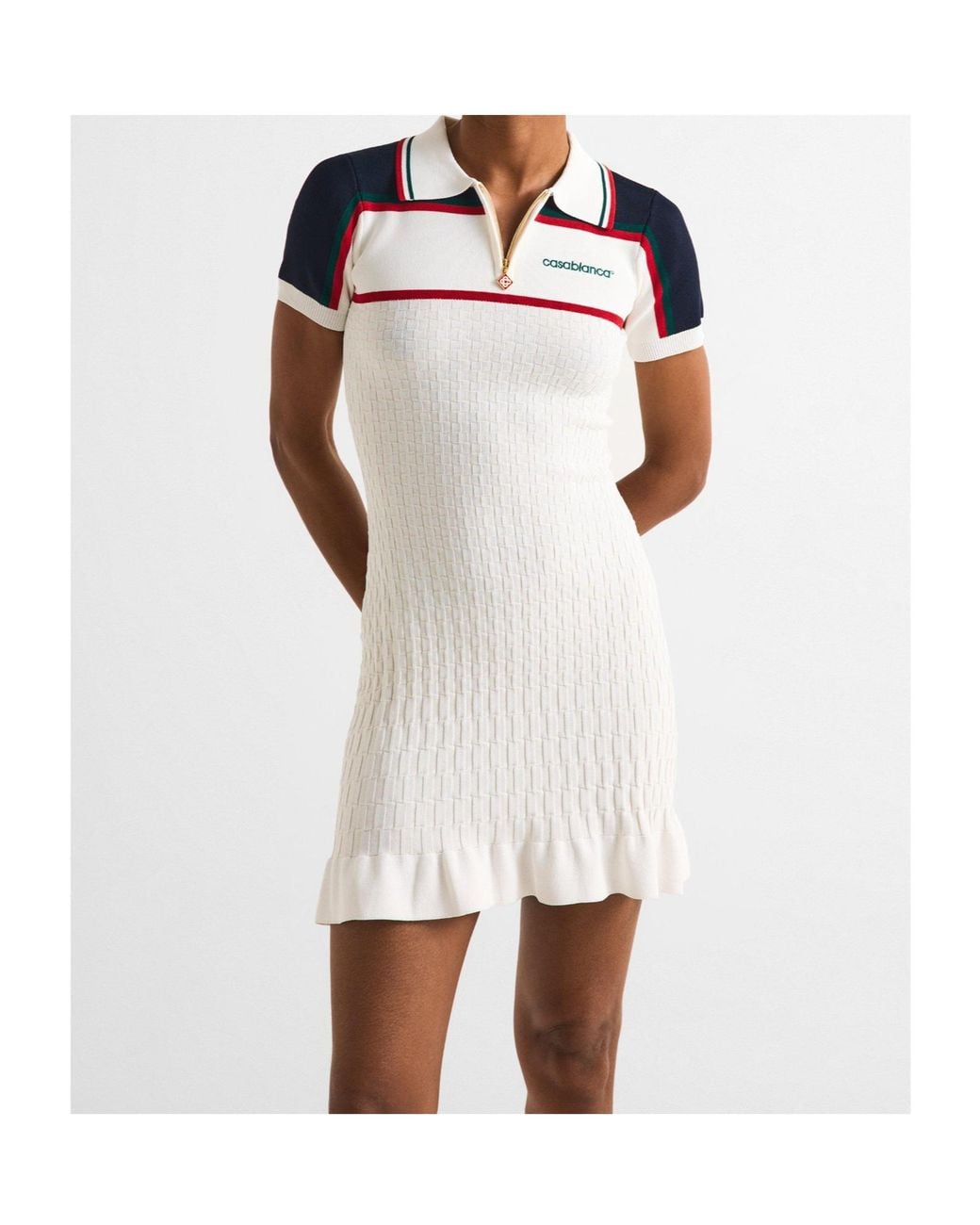 Casablanca White Tennis Viscose Ruffle Dress