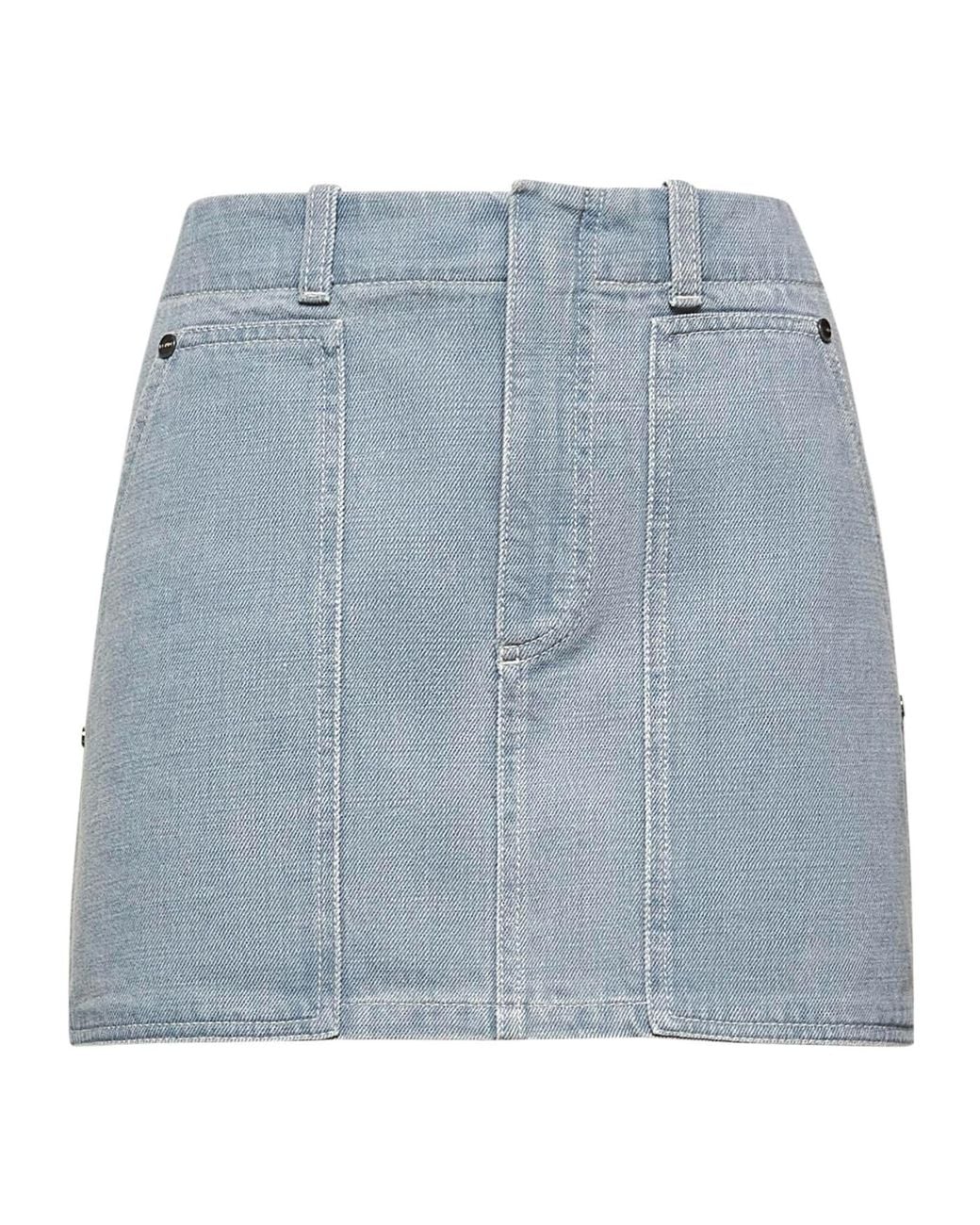 Fendi Blue Ff Embossed Denim Mini Skirt