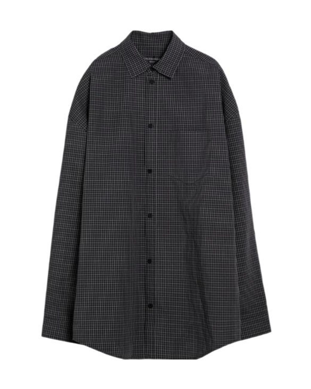 Balenciaga Black Checked Oversized Shirt for men