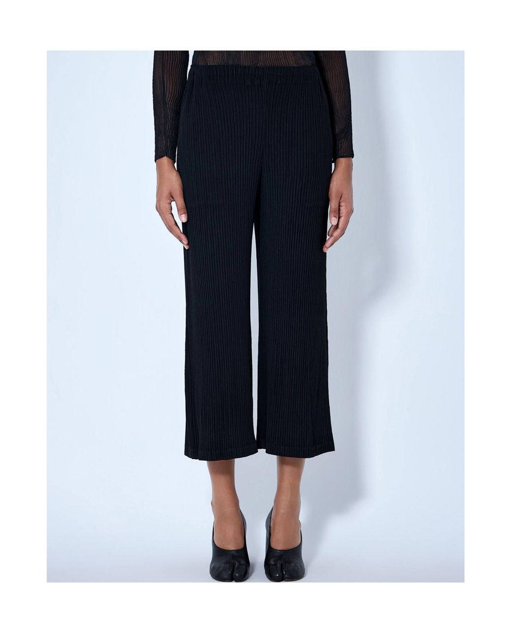 Issey Miyake Black Hatching Pleated Trousers