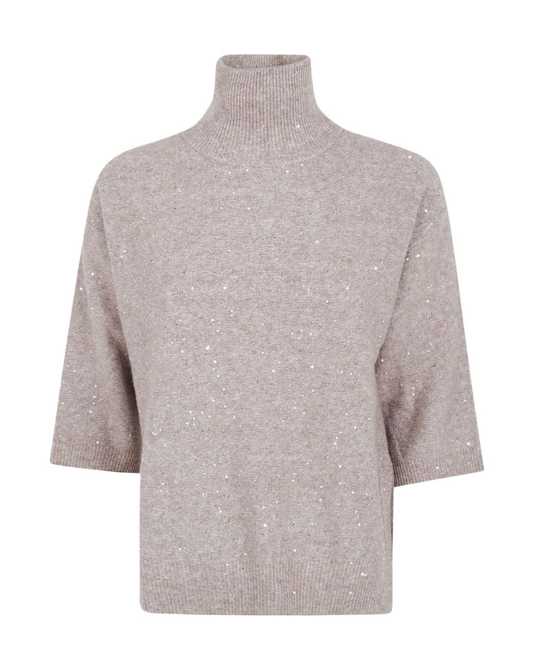 Seventy Gray Sequinned Mock Neck Knitted Sweater