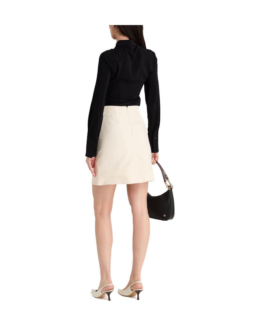 Burberry Natural Color-Blocked Flared Skirt