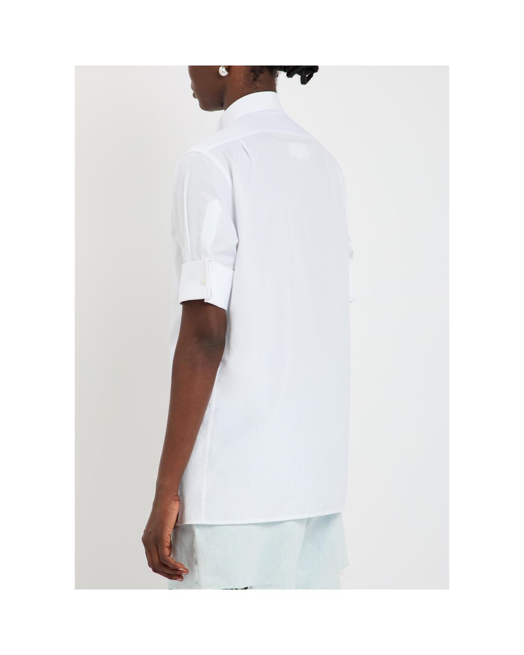 Maison Margiela White High-Necked Cotton Shirt