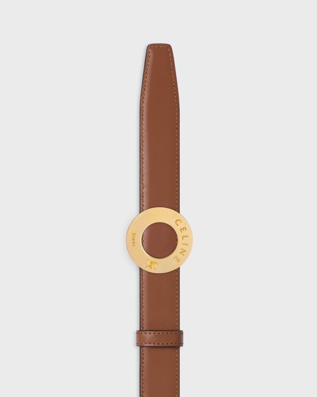 Céline White 25Mm Double-Sided Leather Belt With Disc Buckle