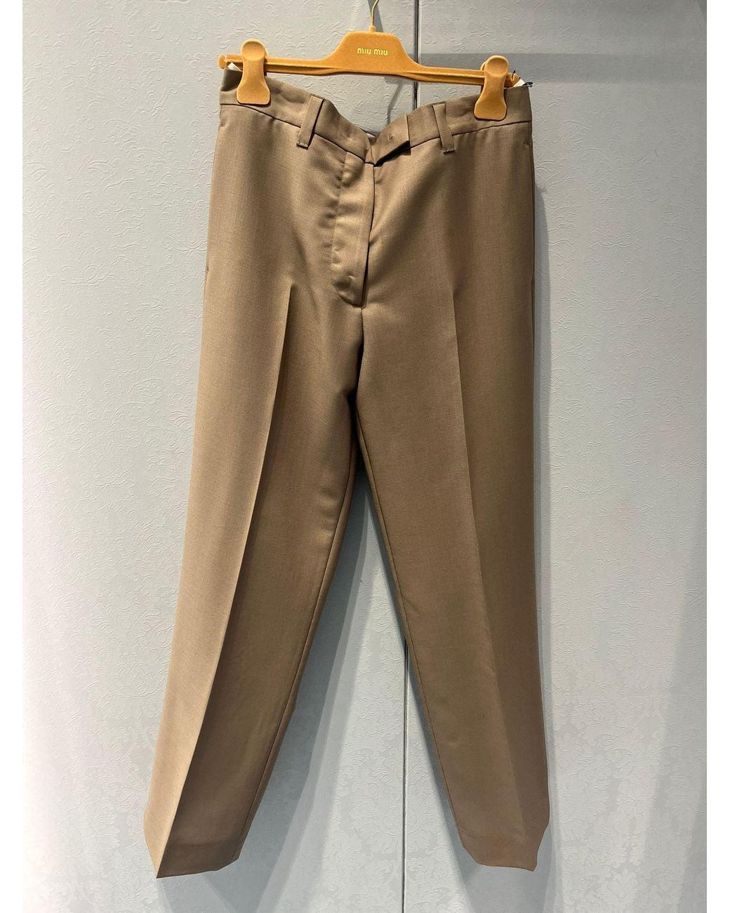 Miu Miu Gray Mohair-Wool Tailored Trousers