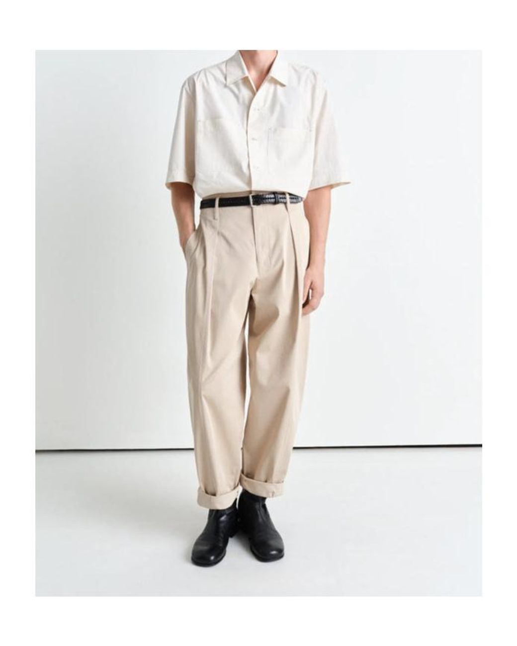 Lemaire White Pleated Palazzo Pants for men