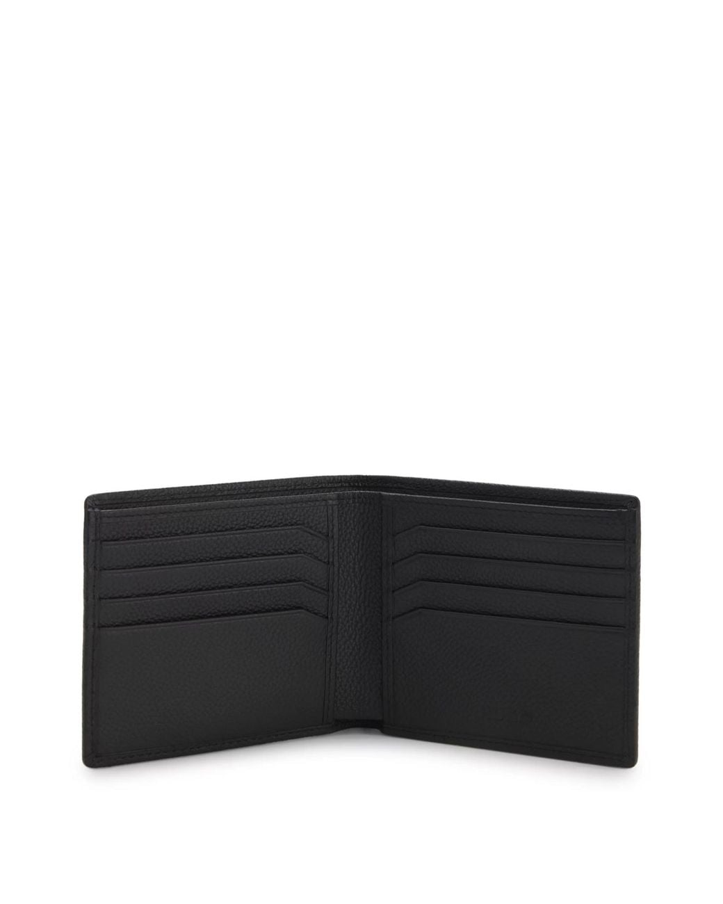 Boss Black Grained-Leather Wallet With Logo Trim for men