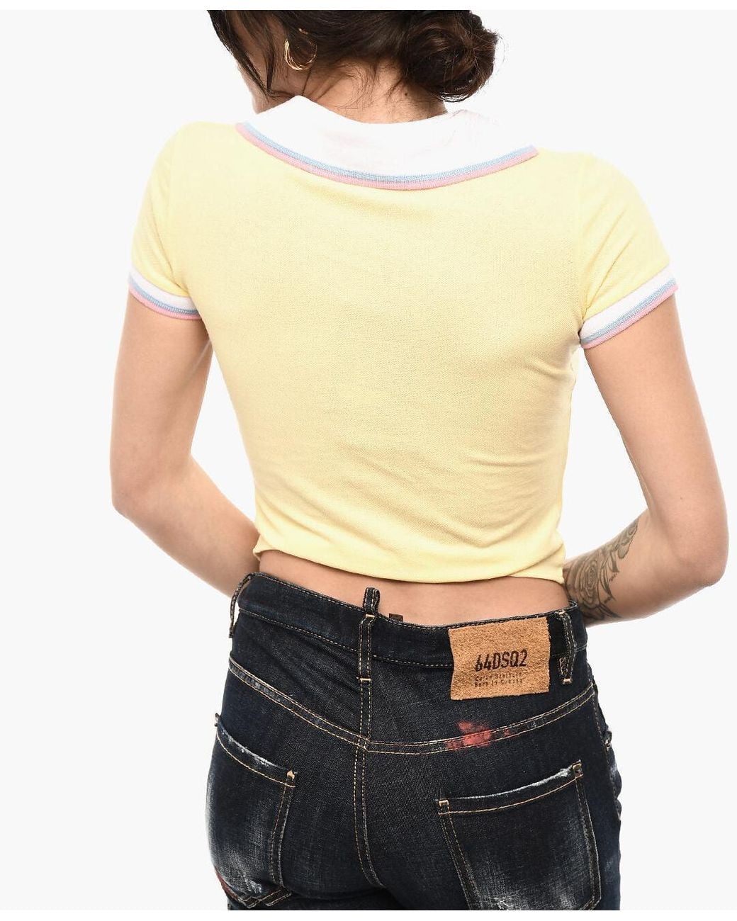 DSquared² Blue Asymmetric-Neck T-Shirt