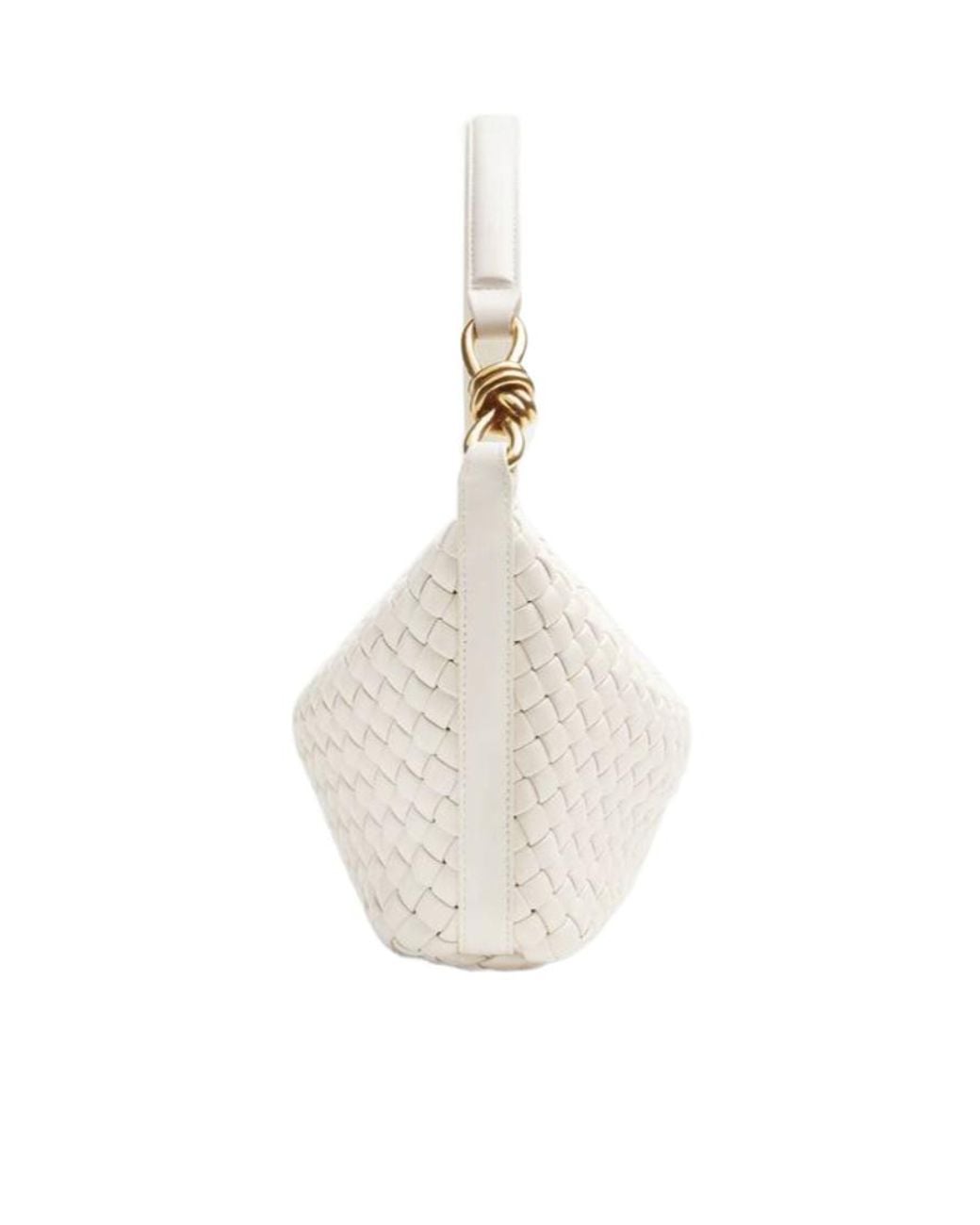 Bottega Veneta White Small Woven Shoulder Bag