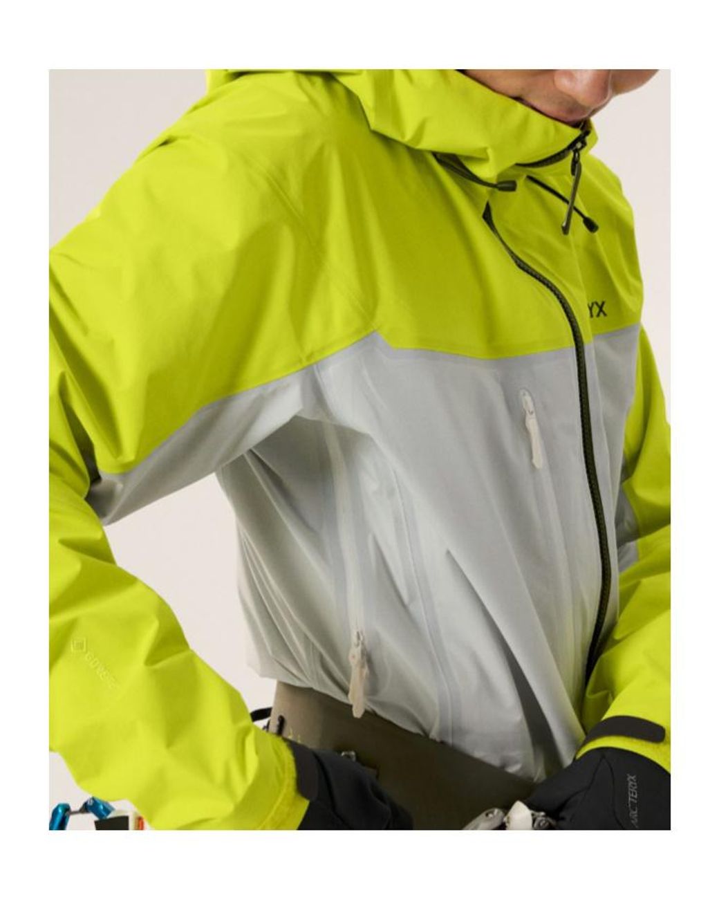 Arc'teryx Yellow Colorblock Hooded Jacket for men