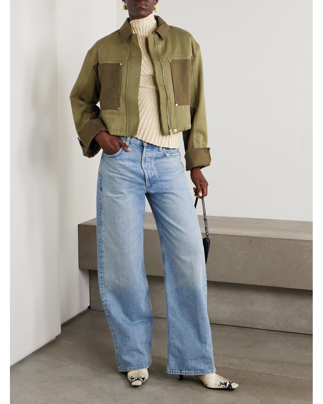 Cult Gaia Green Anders Color-Blocked Jacket