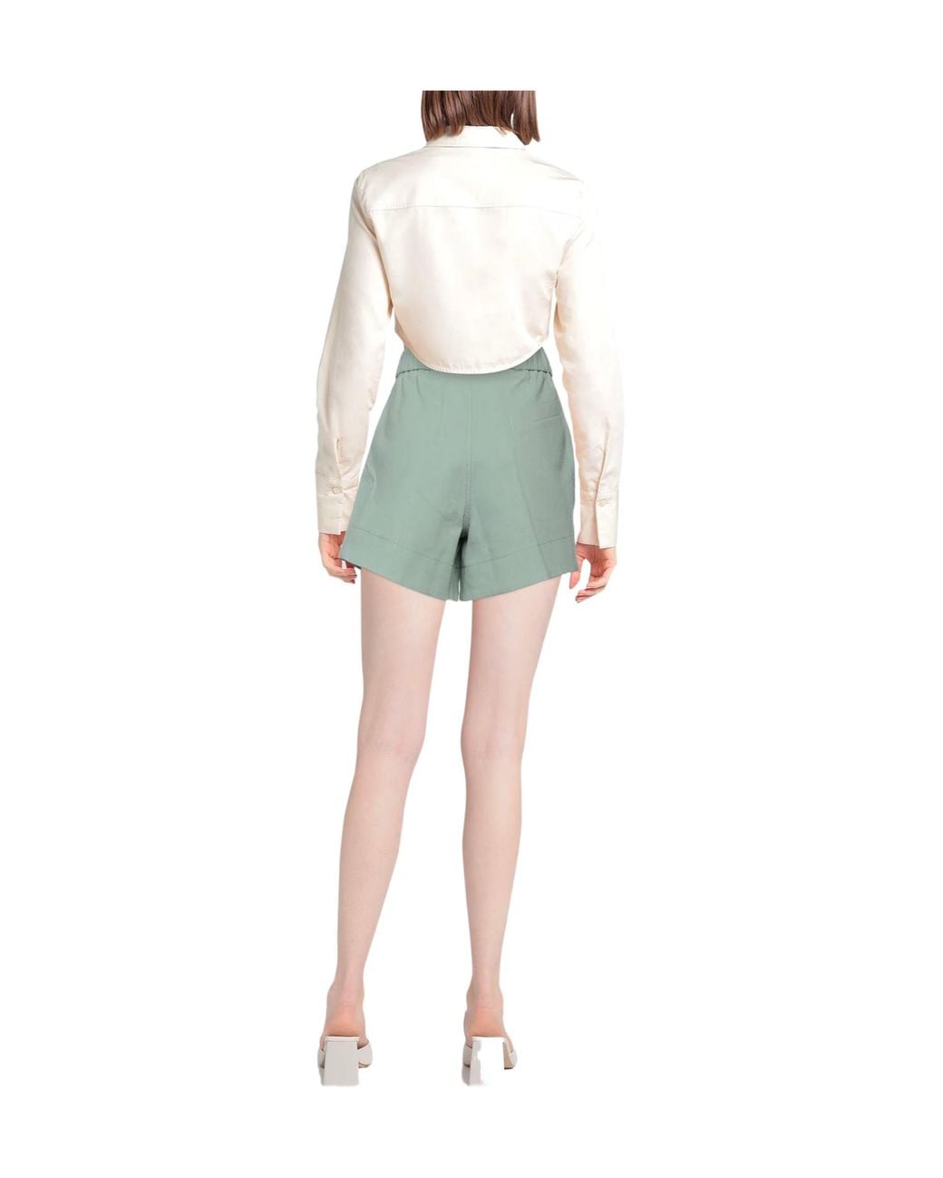 Ganni Green Simple Versatile Solid Casual Pants