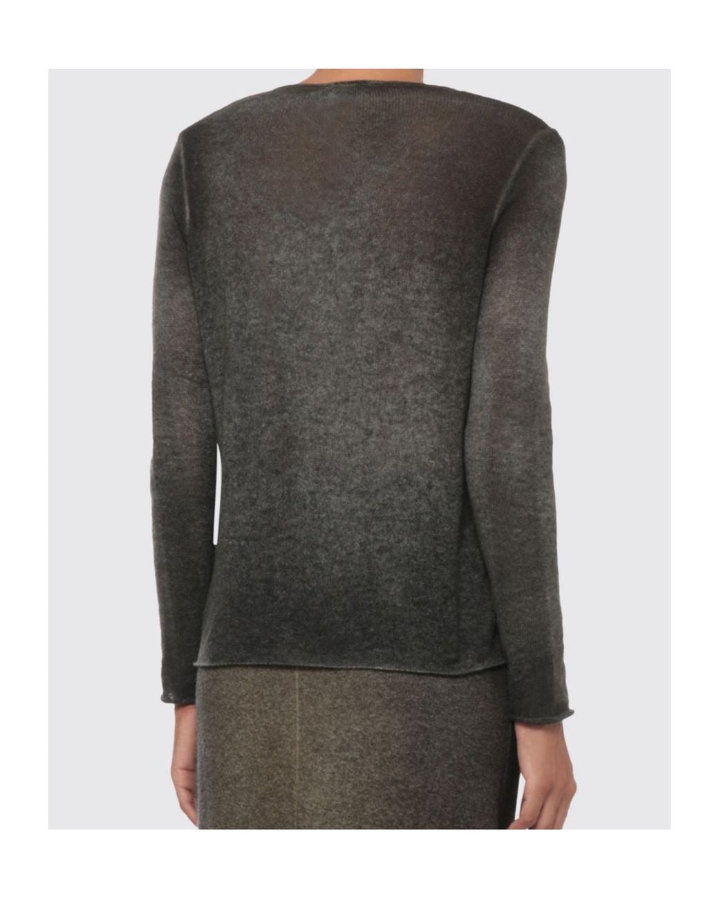 Avant Toi Gray Raw-Edge V-Neck Knitted Sweater