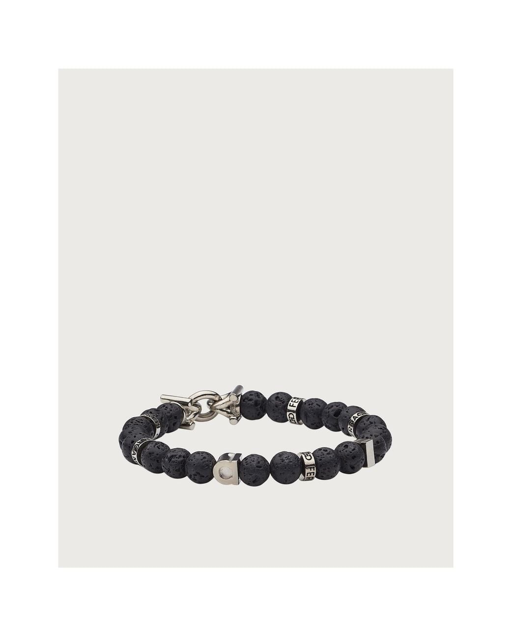 Ferragamo White Ferragamo Logo Engraved Branded Bracelet for men