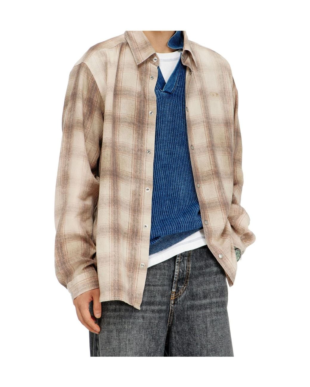 DIESEL Natural S-Simply-Jmcm Checked Shirt for men