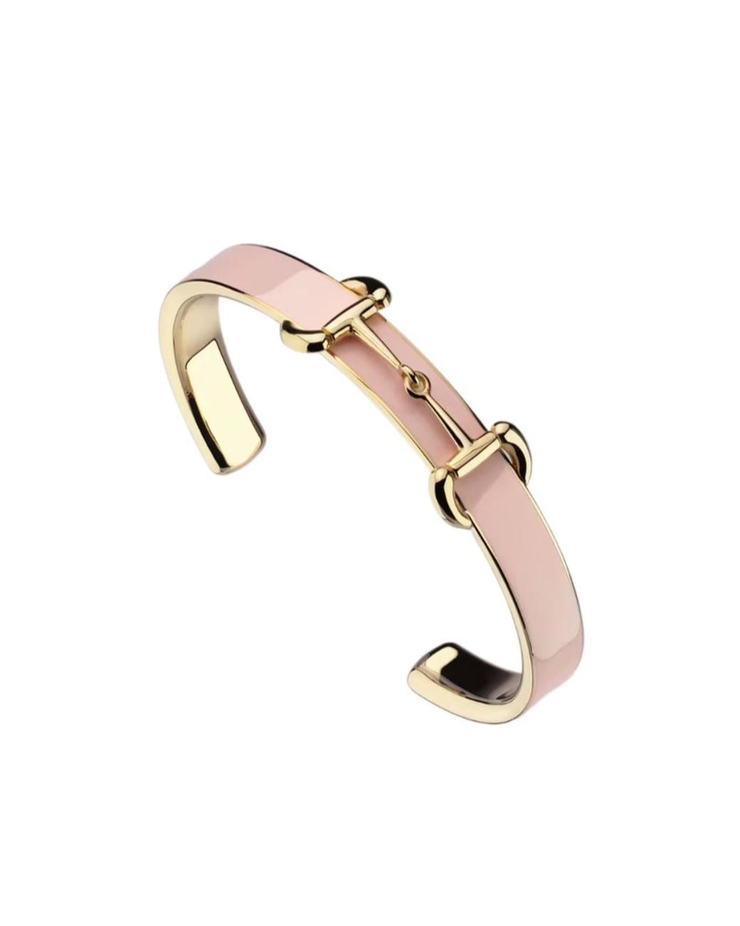 Gucci White Horsebit Bangle Bracelet With Enamel