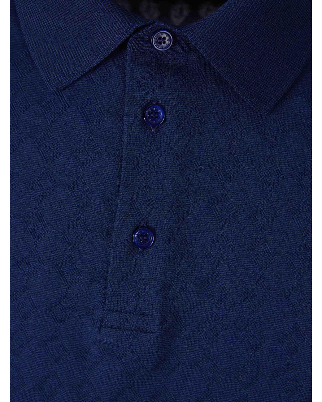Givenchy Blue 4G-Jacquard Short-Sleeved Polo Shirt for men