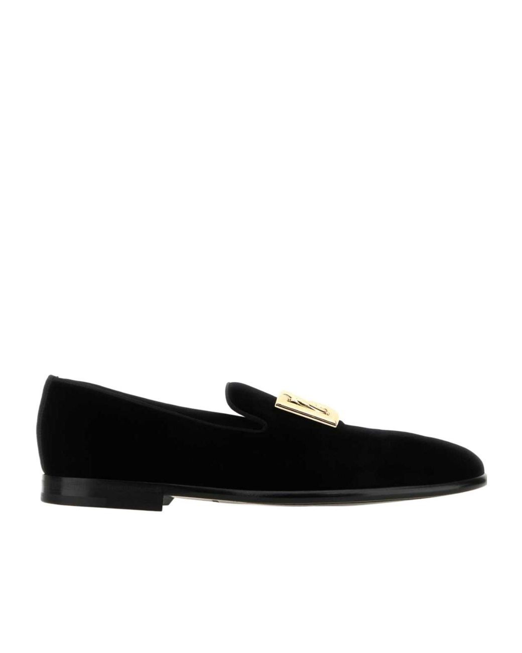 Dolce & Gabbana Black Logo Plaque Loafers for men