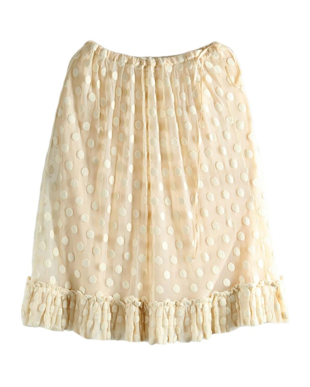 Dries Van Noten Natural Polka Dot Ruffled Midi Skirt