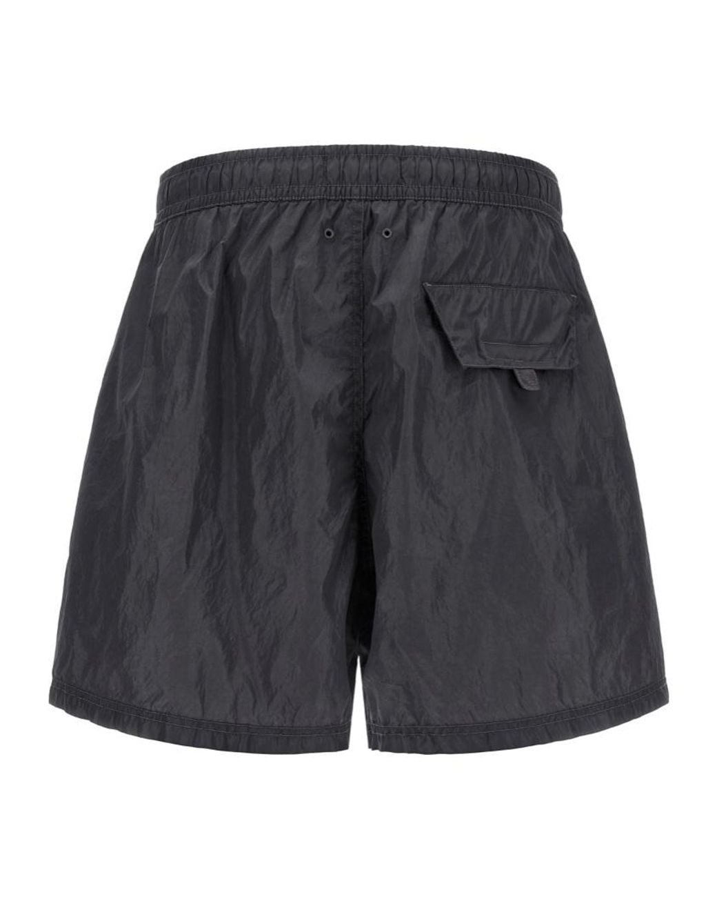 Stone Island Gray Logo Printed Swim Shorts for men