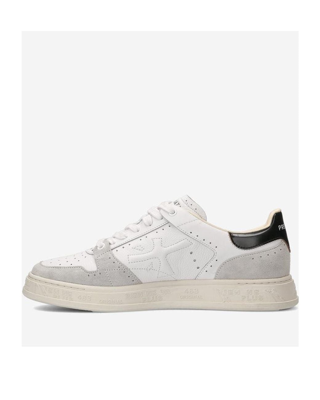 Premiata White Logo Low-Cut Casual Shoes for men