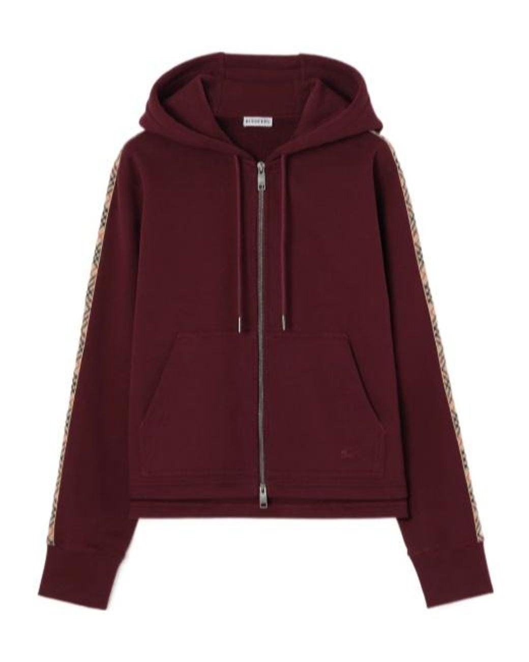 Burberry Purple Checked-Band Zip-Up Hoodie