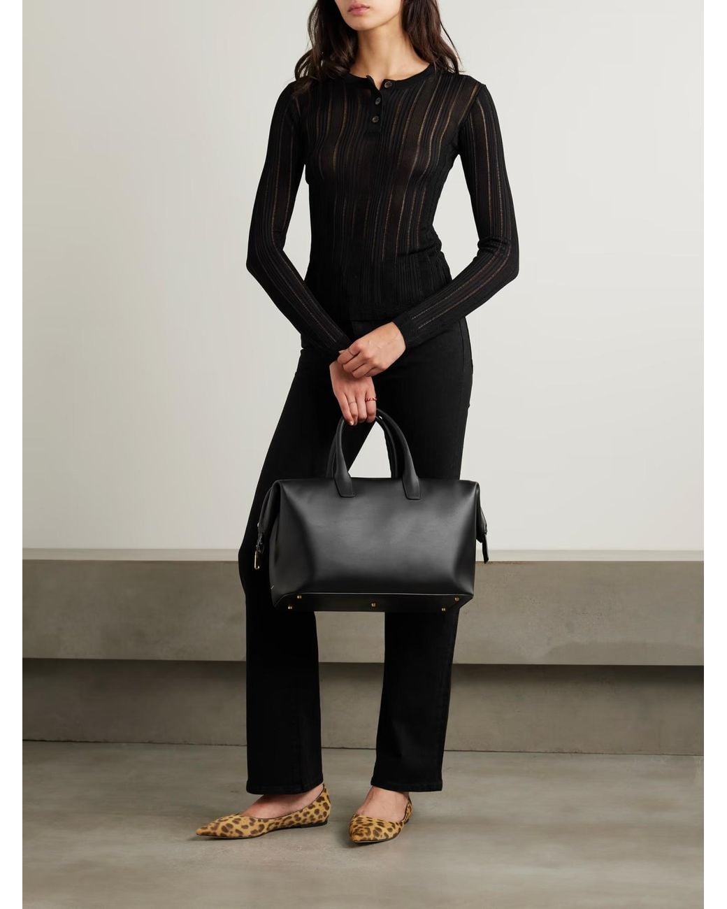 FRAME Black Button-Front Sweater