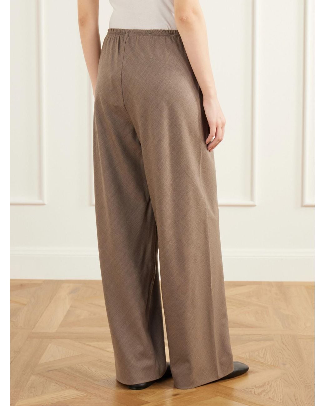 Maria McManus Brown Wool-Blend Wide-Leg Pants
