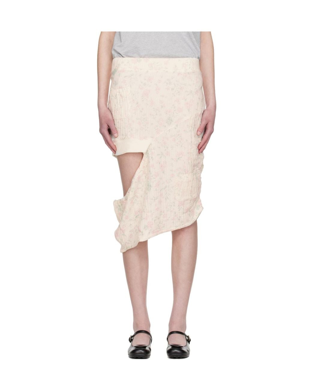 OPEN YY Natural Floral-Patterned Skirt