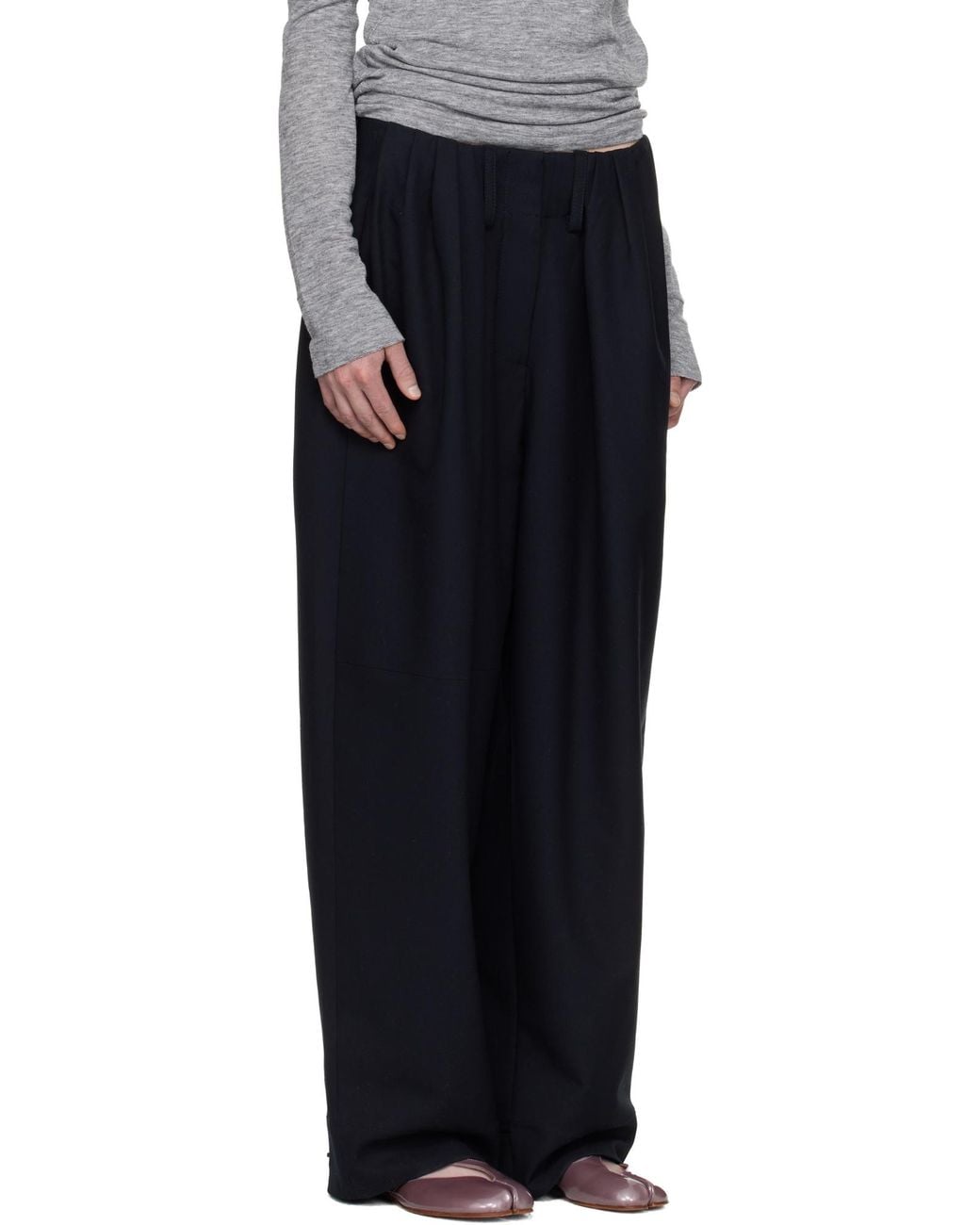 OPEN YY Black Gathered Trousers