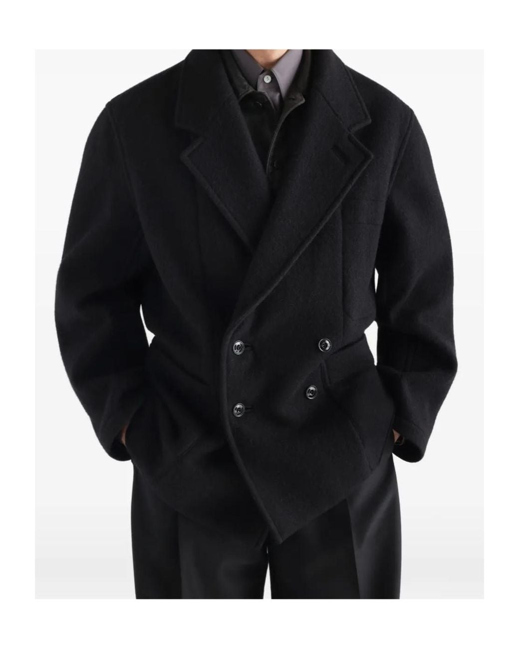 Lemaire Blue Short Double-Breasted Coat for men