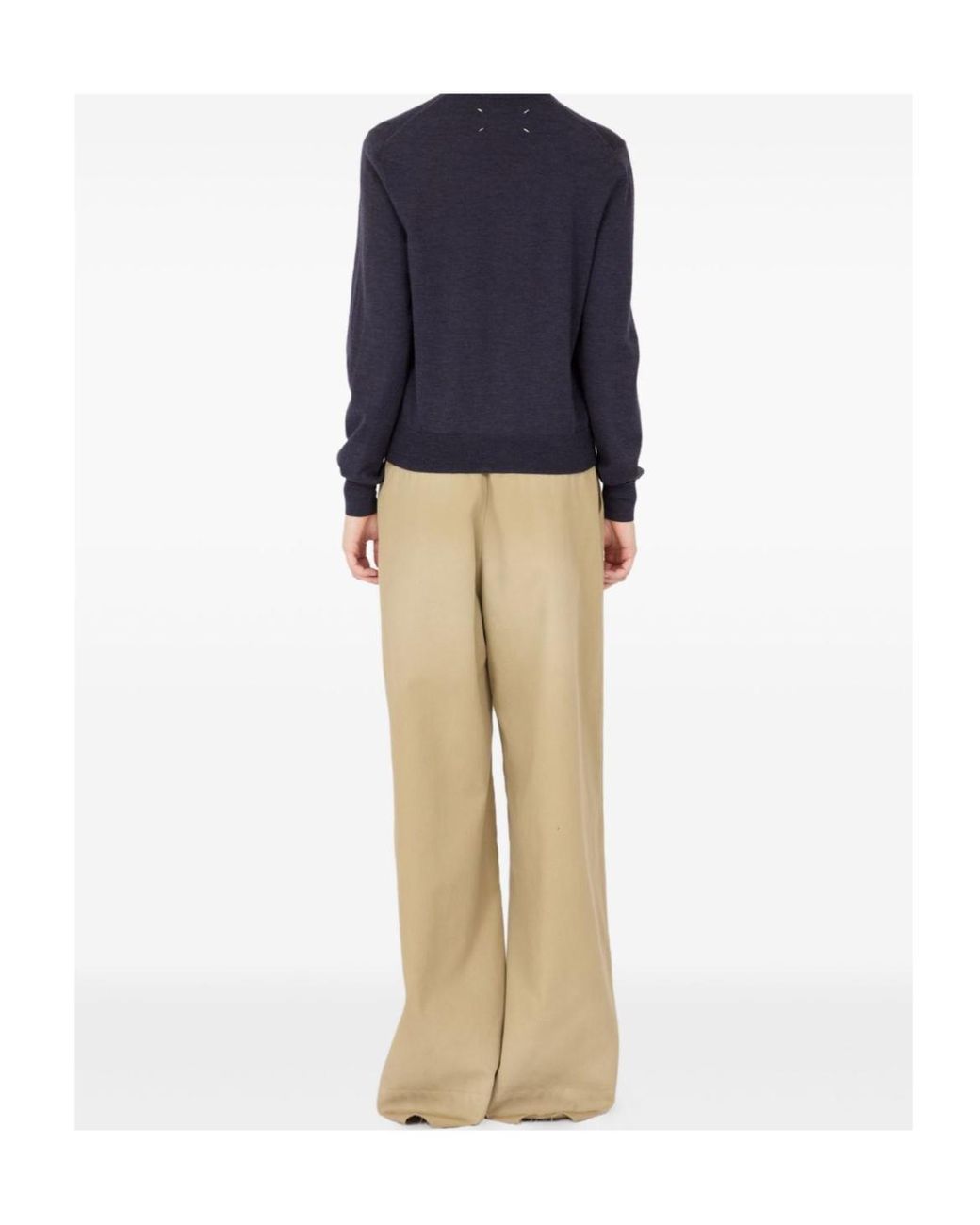 Maison Margiela Blue Button-Up V-Neck Cardigan