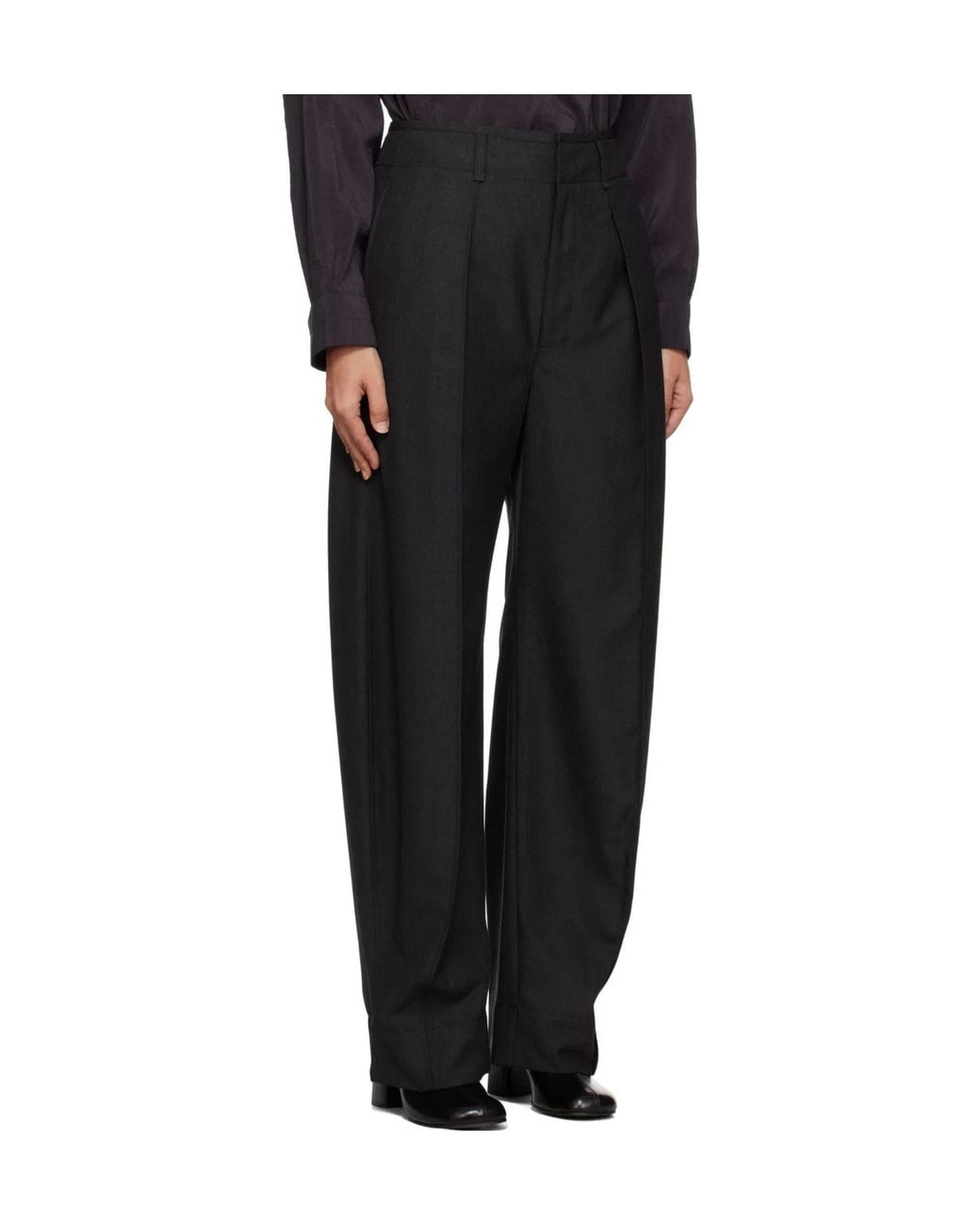 Lemaire Gray Pressed Crease Curved-Leg Trousers