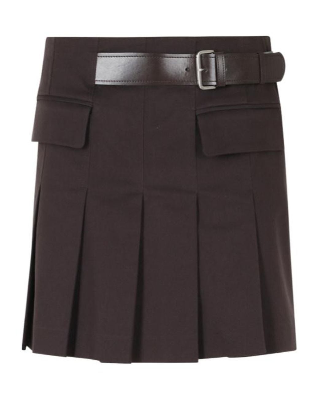Semicouture Black Doris Belted Pleated Mini Skirt