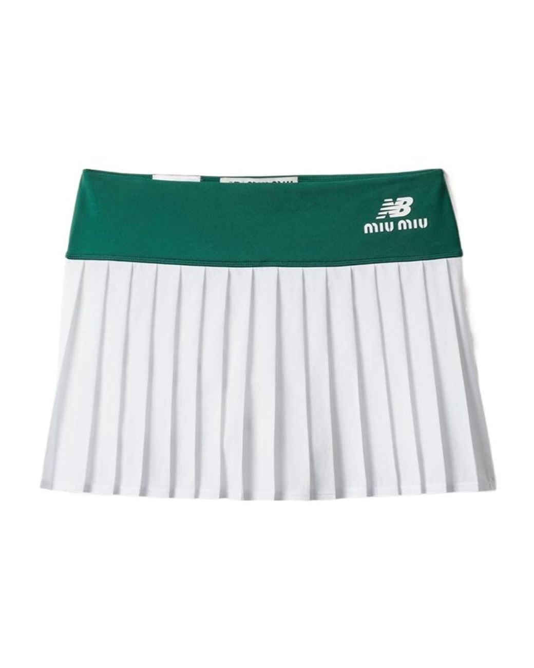 Miu Miu Green Stretch Technical Jersey Pleated Miniskirt