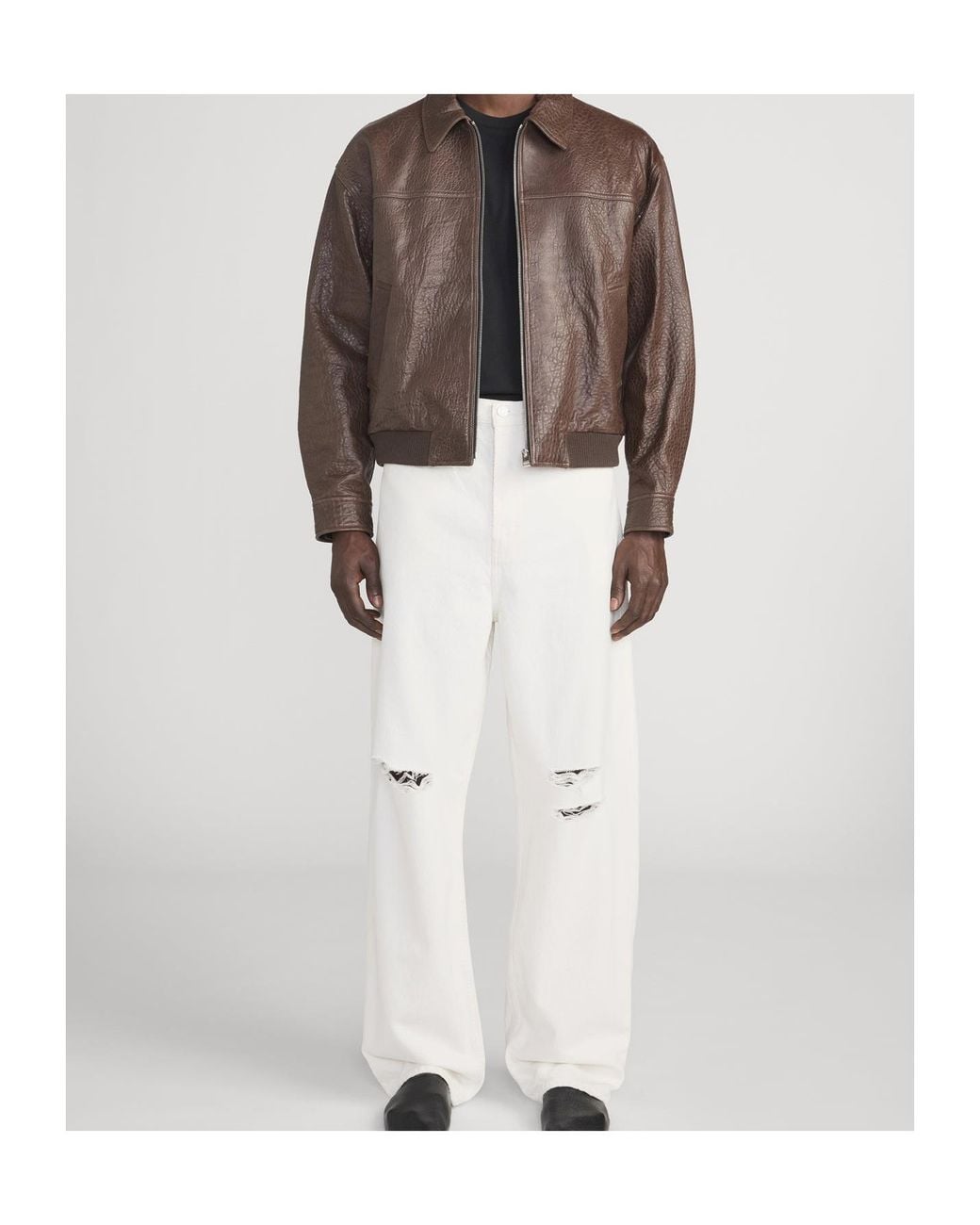FRAME Brown Textured Leather Jacket for men