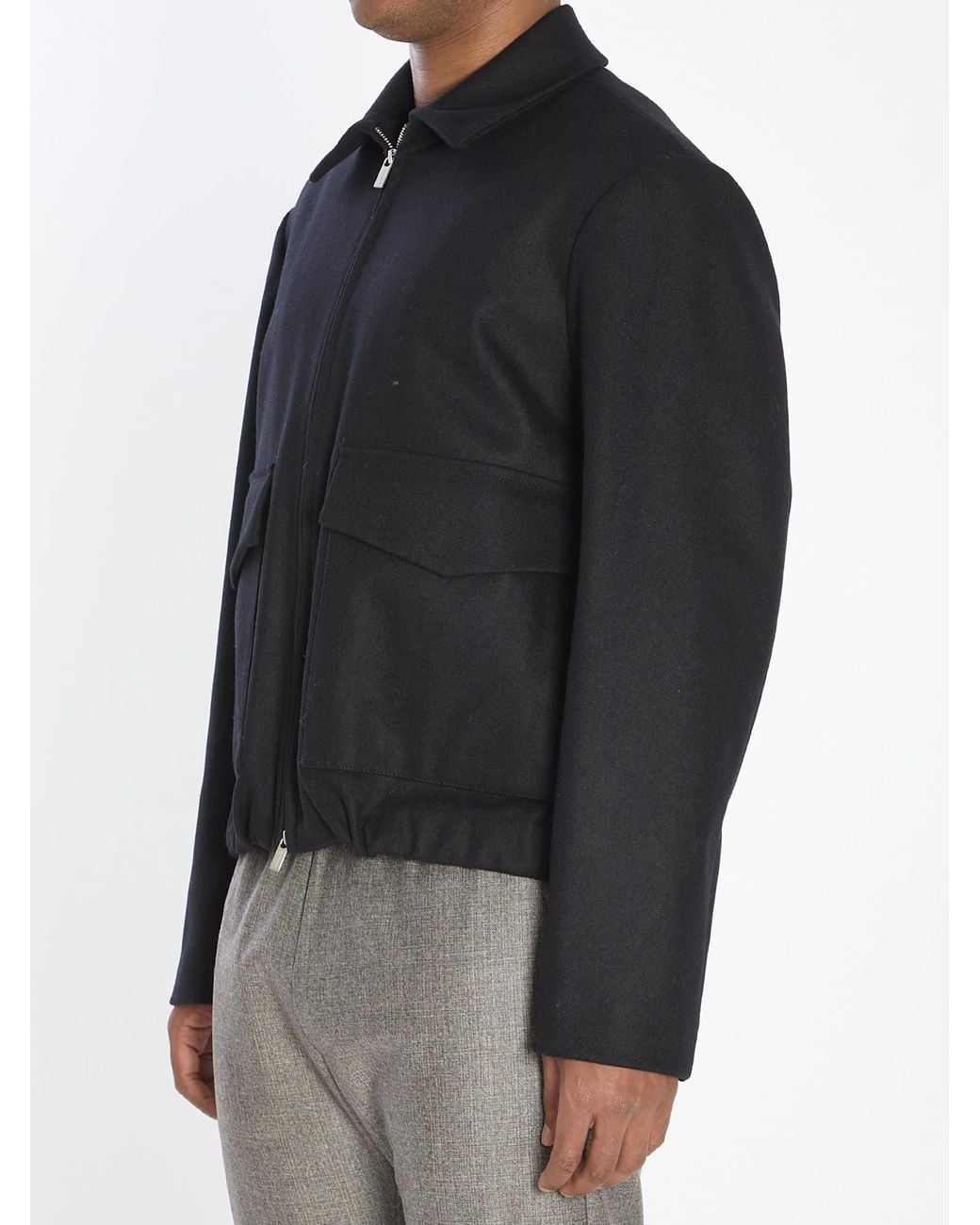 Barena Black Point Collar Zipped Jacket for men