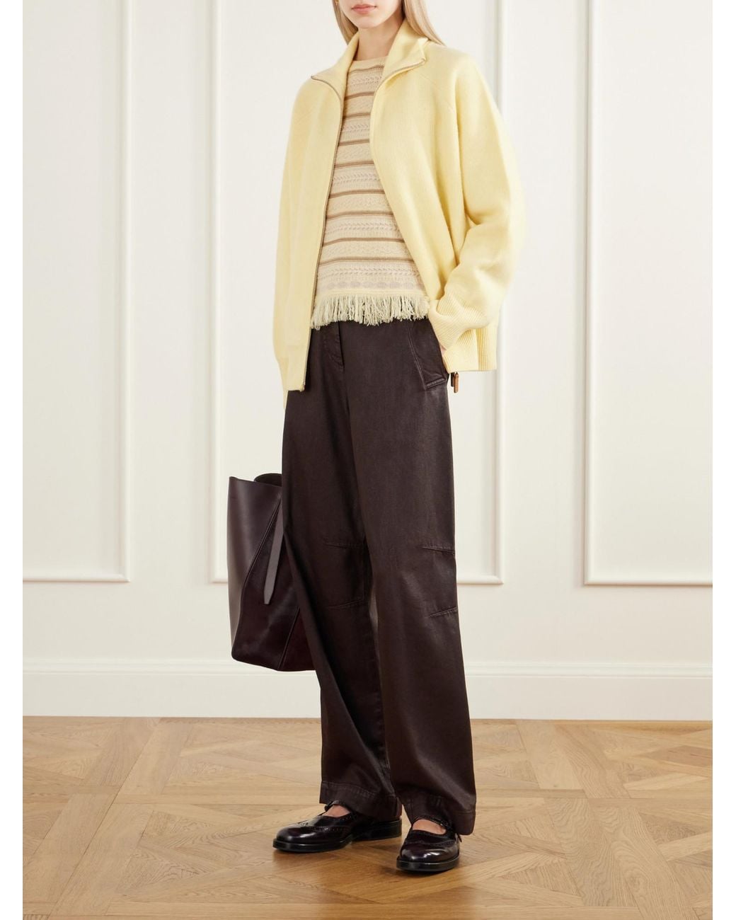 Guest In Residence Yellow Rib-Trimmed Felted Jacket