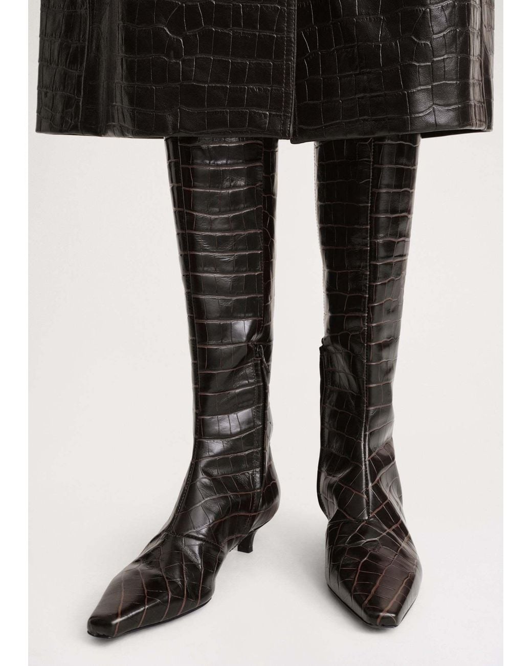 Totême Black Totême Embossed Pointed-Toe Boots