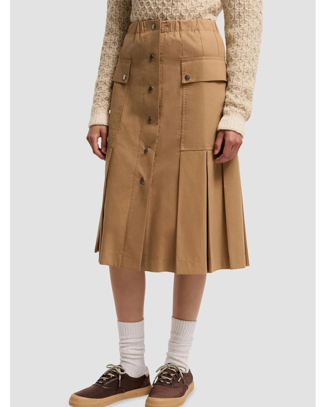 Moncler Natural Elastic-Waist Skirt