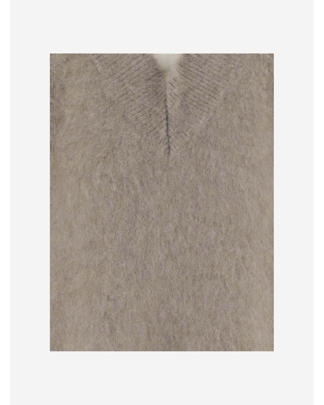 The Row Natural Fayette V-Neck Ribbed-Knit Sweater