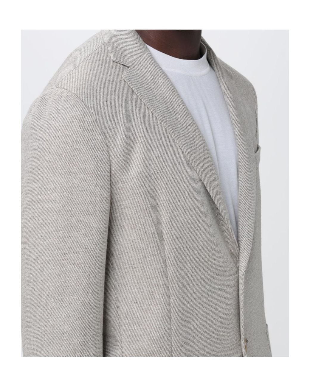 Zegna Gray Chevron-Pattern Single-Breasted Blazer for men