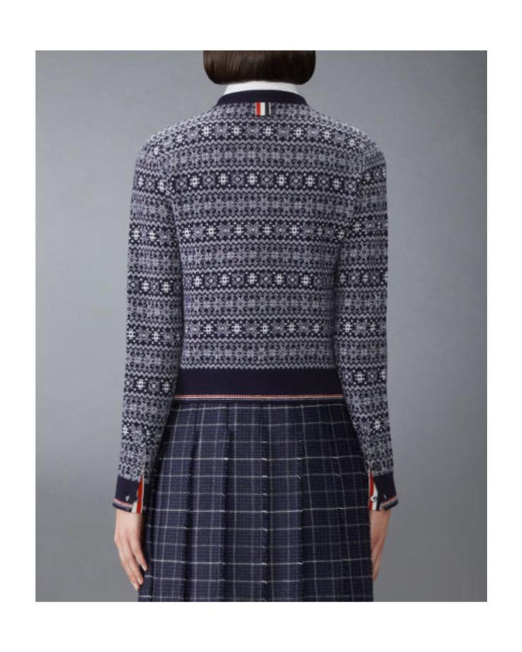 Thom Browne Blue Merino Wool Jacquard Snowflake Cardigan